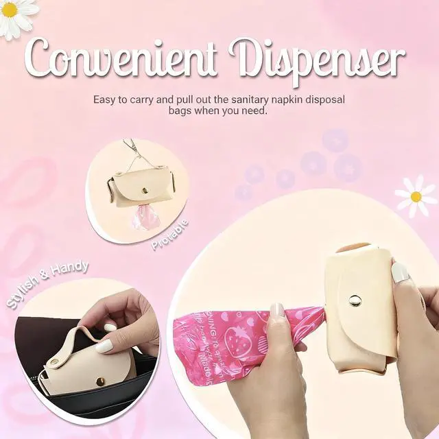 Alt view image 3 of 6 - 150pcs Sanitary Napkin Disposal Bags with Dispenser, Feminine Hygiene Bags for Tampons & Pads, Leakproof Mini Trash Bag for Women, Personal Care Privacy Handling Bag for Travel, Purse, Diaper Duty