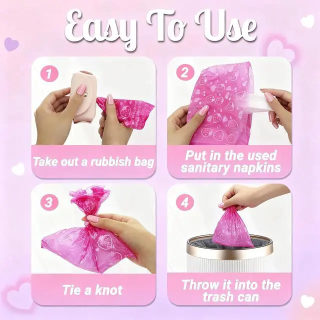 Alt view image 4 of 6 - 150pcs Sanitary Napkin Disposal Bags with Dispenser, Feminine Hygiene Bags for Tampons & Pads, Leakproof Mini Trash Bag for Women, Personal Care Privacy Handling Bag for Travel, Purse, Diaper Duty