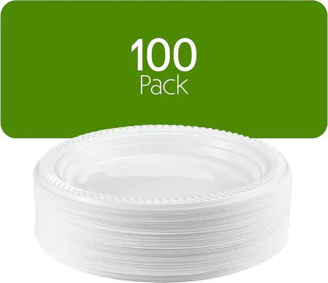 Alt view image 6 of 7 - PLASTICPRO 100 PCS White Plastic Round 7 Inch Plates - Premium Quality, Light Weight Disposable Dinner Plates for Parties & Weddings