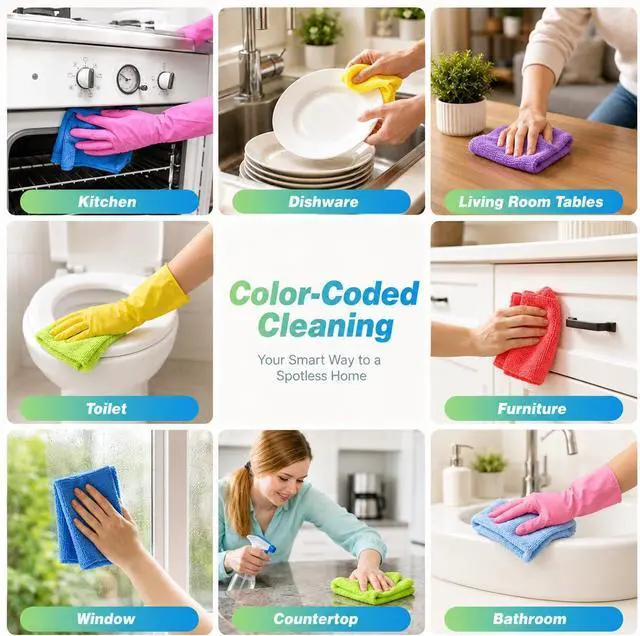 Alt view image 11 of 12 - HOMEXCEL Microfiber Cleaning Cloth, 24 Pack Cleaning Rags for House 12"X11" | High Absorbent, Lint Free Microfiber Towels for Cars Kitchen House & Window, Reusable Cleaning Towel, Multicolor