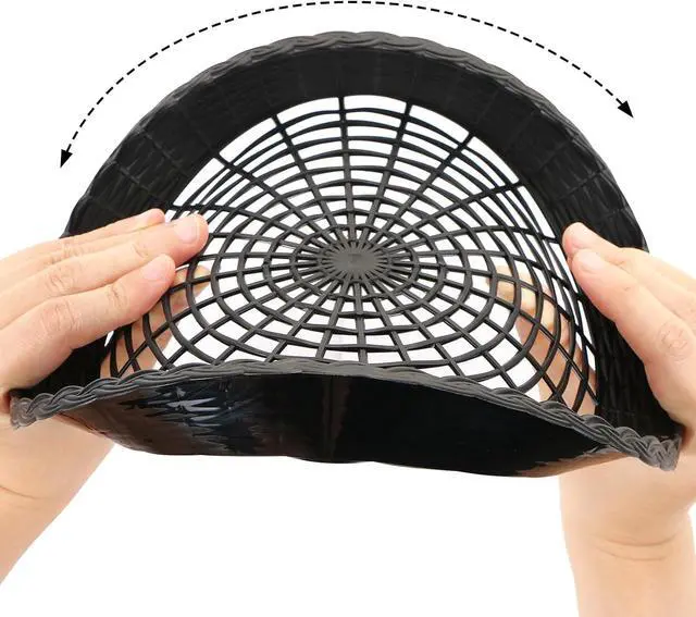 Alt view image 5 of 6 - MIDELONG Reusable Plastic Paper Plate Holders, 9 Inch Round Paper Plate Holders Woven Paper Plate Holder Black Plastic Heavy Duty Supports for Party BBQ Picnic Supplies, Pack of 4