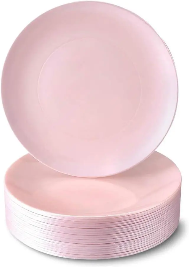 Main image of Silver Spoons Opulence Collection Modern Pink Disposable Plastic Salad Plates - 9" (Pack of 10) - Perfect for Weddings, Parties & Special Events