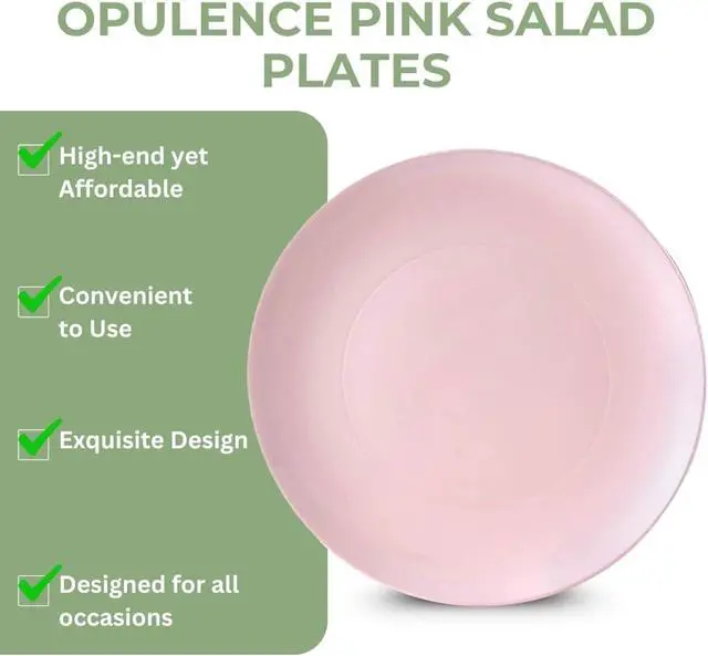 Alt view image 5 of 5 - Silver Spoons Opulence Collection Modern Pink Disposable Plastic Salad Plates - 9" (Pack of 10) - Perfect for Weddings, Parties & Special Events