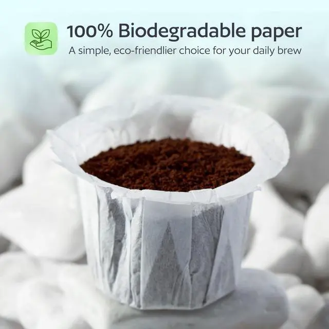 Alt view image 5 of 6 - 100 Disposable K Cup Filters for Keurig Reusable K Cups, Coffee Paper Liners for Refillable Pods, Smoother Coffee, Less Sediment, Easy Clean Up