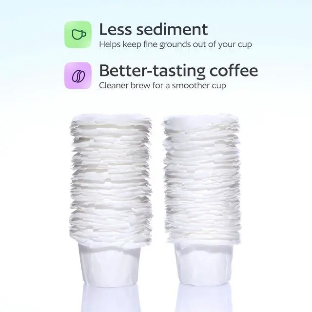 Alt view image 6 of 6 - 100 Disposable K Cup Filters for Keurig Reusable K Cups, Coffee Paper Liners for Refillable Pods, Smoother Coffee, Less Sediment, Easy Clean Up
