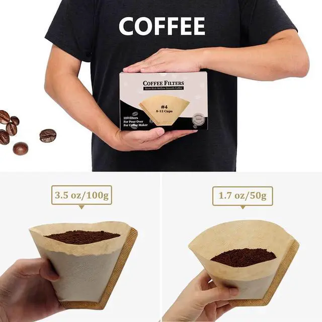 Alt view image 4 of 6 - #4 Cone Coffee Filter 8-12 cup, Unbleached Natural Paper, No Blowout, Disposable for Pour Over and Drip Coffee Maker, 100 Count