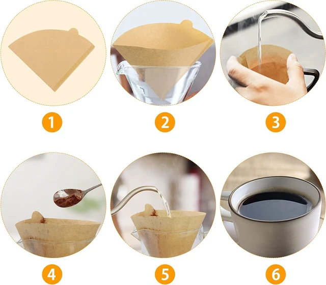 Alt view image 3 of 6 - Coffee Filters 2, Cone Coffee Filters, Disposable Natural Paper Filter 1-4 Cup, Pour Over Coffee Filter Compatible with V60 and Drip Coffee Maker, (Unbleached, 100 Count)