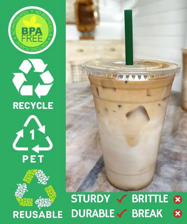 Alt view image 3 of 5 - Aatriet 12 oz Clear Plastic Cups with Lids and STRAWS, Disposable Party Cups for To Go Iced Coffee Cold Drinks, Smoothie, Juice, Parfait, Frappuccino, Milkshake. No Leaking Fruit Cup, 25 Sets