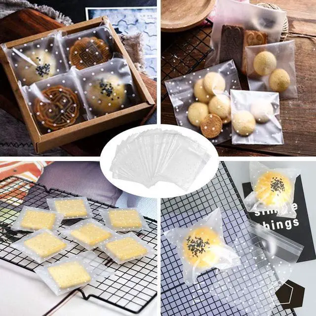 Alt view image 7 of 7 - Self Adhesive Cookie Cellophane Treat Bags with Seal 4x4 Inches, 4 Mils Self Sealing Resealable Plastic Packaging Bags with Thank You Labels for Gift Giving Party Favor Bakery Candy Chocolate 100 Pcs