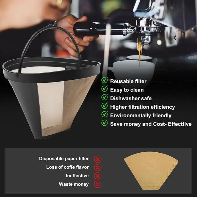 Alt view image 5 of 5 - Reusable #4 Cone Coffee Filter Basket for Cuisinart Coffee Makers Cuisinart Coffee Accessories - 1 Pack Permanent Replacement for Cuisinart Coffee Brewers