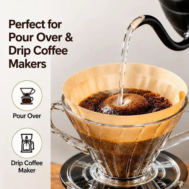 Alt view image 2 of 7 - #2 Cone Coffee Filters 2-6 cup, 200 Count Disposable Coffee Filters # 2, Unbleached Natural Paper Filters for Pour Over and Drip Coffee Maker