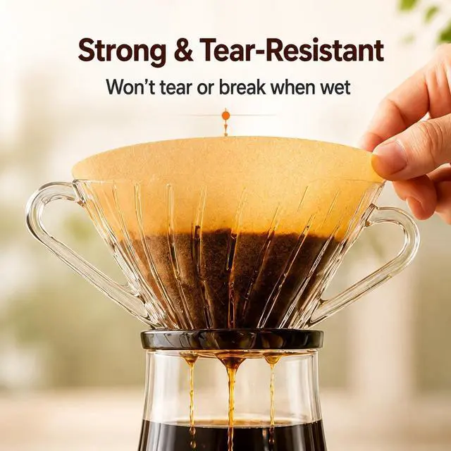 Alt view image 7 of 7 - #2 Cone Coffee Filters 2-6 cup, 200 Count Disposable Coffee Filters # 2, Unbleached Natural Paper Filters for Pour Over and Drip Coffee Maker
