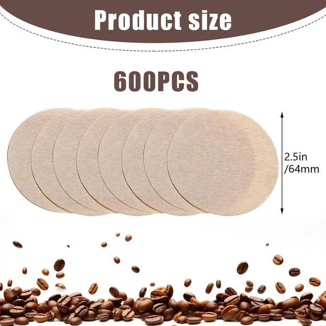 Alt view image 2 of 7 - 600Pcs Unbleached Coffee Filters Compatible with aeropress, 64 mm