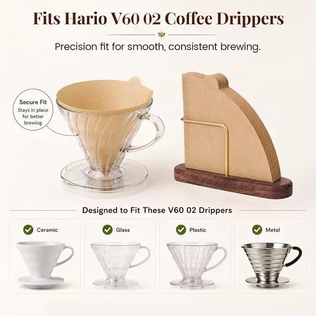 Alt view image 2 of 7 - Niveaya 200 Count Cone Coffee Filters, Size 02 Natural Unbleached Paper Coffee Filter, Disposable Cone Filters for Pour Over and Drip Coffee Maker (2-4Cup)