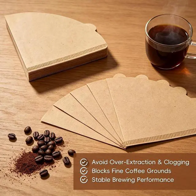 Alt view image 4 of 7 - Gute 200Pcs Cone Coffee Filters 2-4 Cups,Unbleached Brown V02 for Pour Over