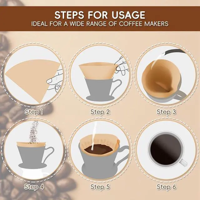 Alt view image 6 of 7 - Gute 200Pcs Cone Coffee Filters 2-4 Cups,Unbleached Brown V02 for Pour Over
