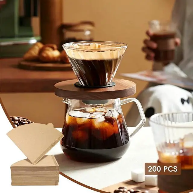 Alt view image 7 of 7 - Gute 200Pcs Cone Coffee Filters 2-4 Cups,Unbleached Brown V02 for Pour Over