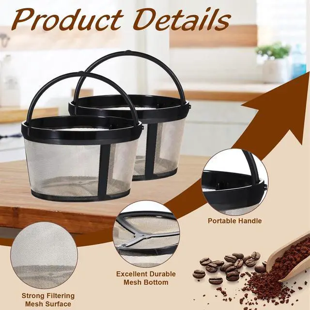 Alt view image 3 of 7 - 4-5 Cup Coffee Filters, 2Pcs, Nylon Mesh