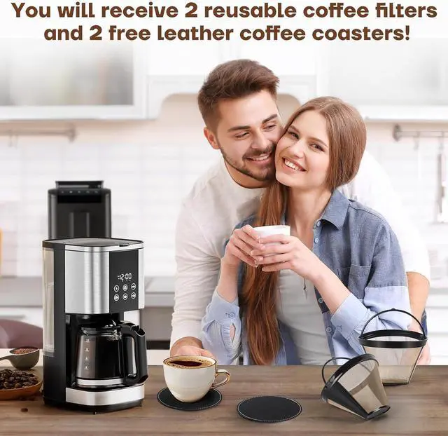 Alt view image 2 of 7 - #4 Reusable Coffee Filter for Ninja Cuisinart 2 Filters + 2 Coasters