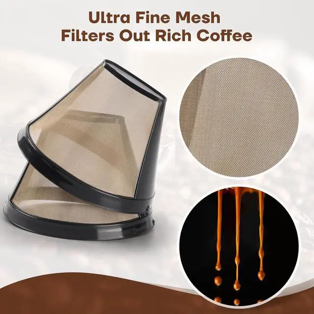 Alt view image 4 of 7 - #4 Reusable Coffee Filter for Ninja Cuisinart 2 Filters + 2 Coasters