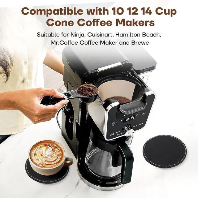 Alt view image 5 of 7 - #4 Reusable Coffee Filter for Ninja Cuisinart 2 Filters + 2 Coasters