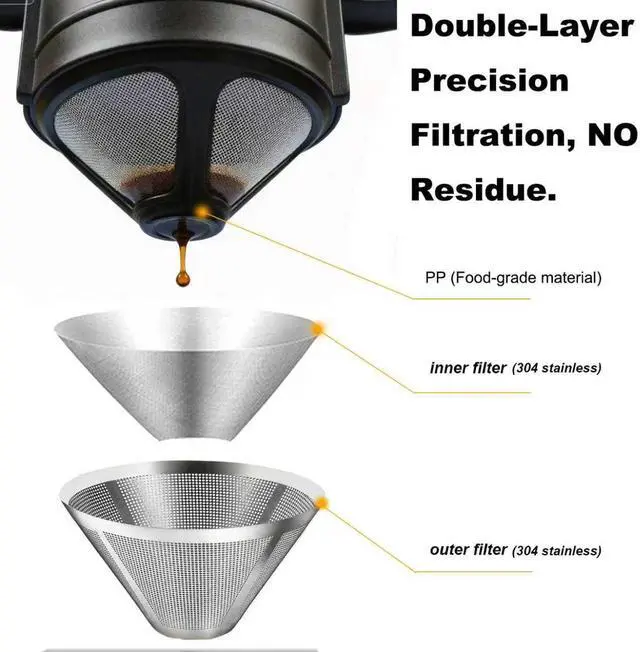 Alt view image 5 of 7 - Pour Over Coffee Maker,Portable Stainless Steel Reusable Coffee Filter, Mini Collapsible Paperless Single Serve 1 Cup Coffee Dripper Cup Easy To Clean For Travel Camping