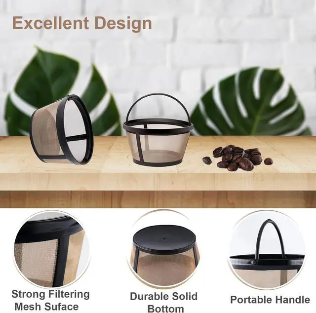 Alt view image 2 of 6 - 4-5 Cup Reusable Filter Basket With Solid Bottom Fits MrCoffee, Cuisinart, Black & Decker, Hamilton Beach Coffee Makers, Stainless Steel Coffee Makers - BPA-Free Permanent Replacement - 1-Pack