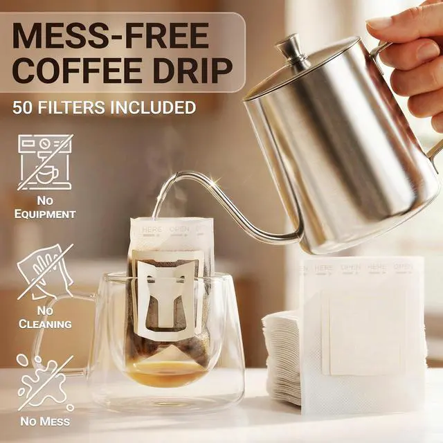 Alt view image 2 of 7 - Portable Drip Coffee Filter Bag with Hanging Ears, 50 Pack