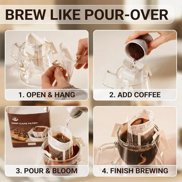 Alt view image 3 of 7 - Portable Drip Coffee Filter Bag with Hanging Ears, 50 Pack