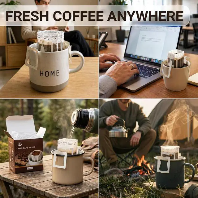 Alt view image 4 of 7 - Portable Drip Coffee Filter Bag with Hanging Ears, 50 Pack