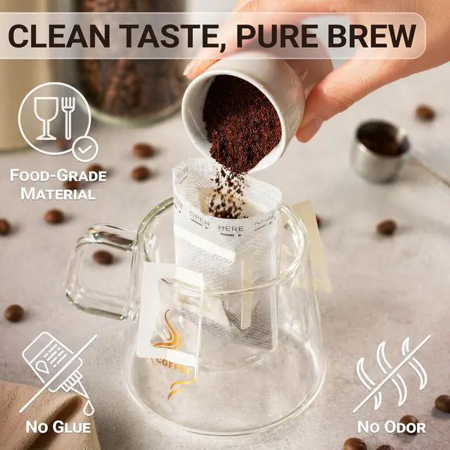 Alt view image 6 of 7 - Portable Drip Coffee Filter Bag with Hanging Ears, 50 Pack