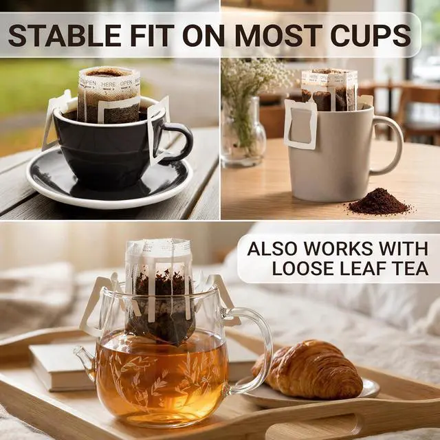 Alt view image 7 of 7 - Portable Drip Coffee Filter Bag with Hanging Ears, 50 Pack