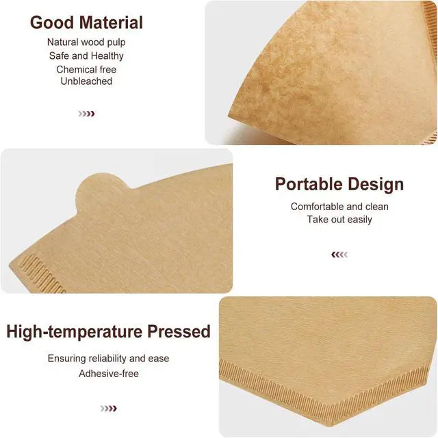 Alt view image 3 of 6 - #4 Cone Coffee Filters,4 Coffee Filters Paper fits for Pour Over and Drip Coffee Maker, 8-12 Cup,Natural Unbleached,Chlorine Free (100)
