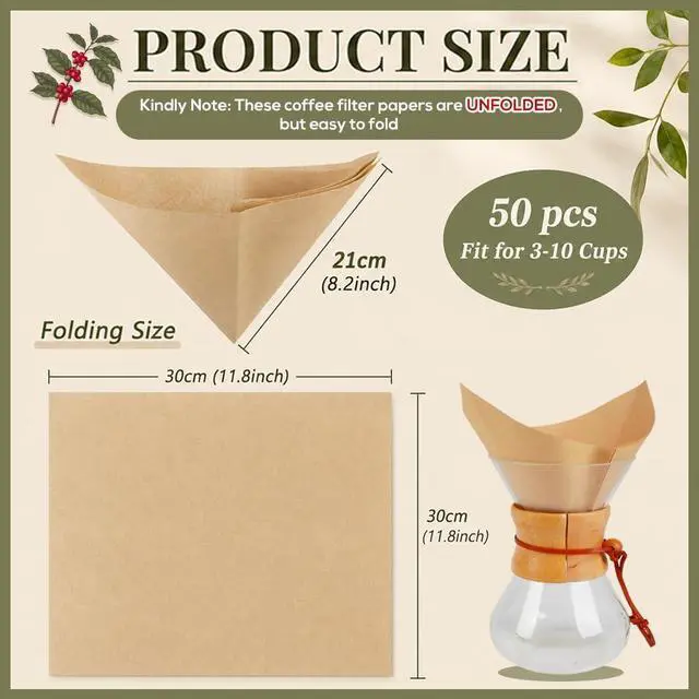 Alt view image 4 of 7 - BYKITCHEN Pour Over Coffee Filters, Natural Unbleached Coffee Filter Paper