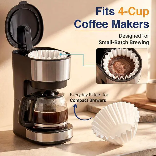 Alt view image 2 of 6 - 4 Cup Basket Coffee Filters (200, White)