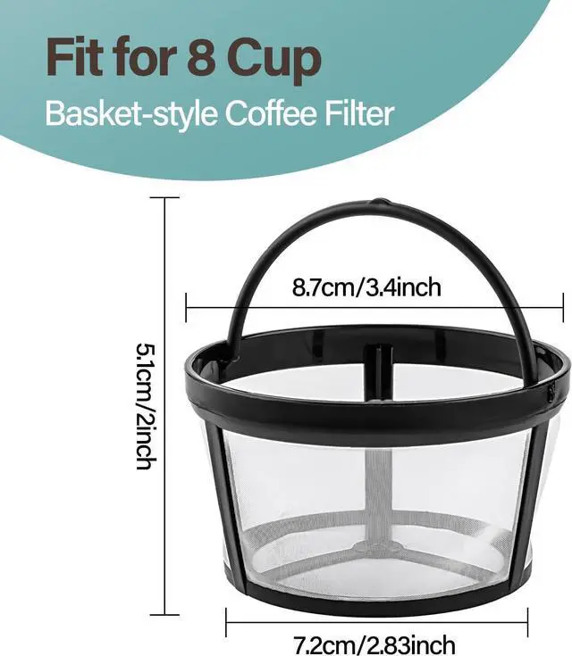 Alt view image 2 of 7 - Prasacco Reusable Coffee Filters 4-8 Cup, Coffee Filter Basket Universal Coffees Filter Replacement Safety Nylon Mesh Reusable Filters for Coffees Makers and Brewers