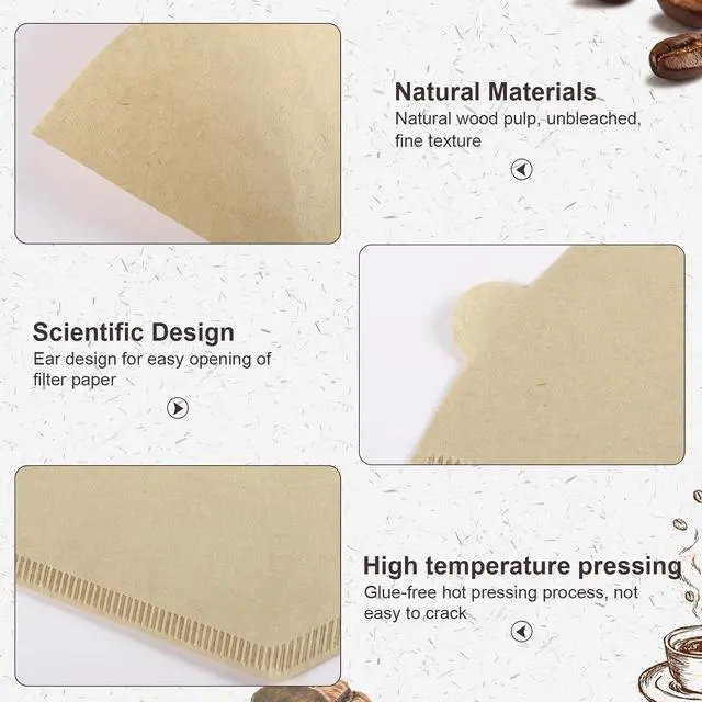 Alt view image 3 of 7 - Coffee Filters #2, 100Pcs Unbleached 2 Cone Filters Paper