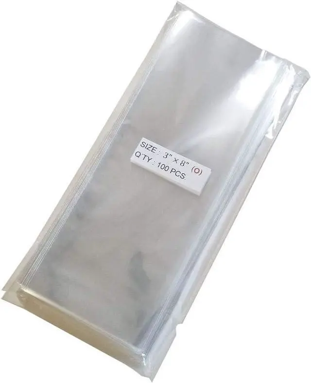 Main image of UNIQUEPACKING 100 Pcs 3x8 (O) Clear Flat Cello Cellophane Bags Good for Bakery Cake Cookie Candies