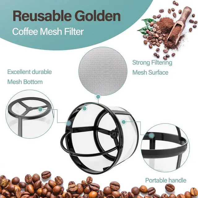 Alt view image 4 of 7 - Prasacco Reusable Coffee Filters 4-8 Cup, Coffee Filter Basket Universal Coffees Filter Replacement Safety Nylon Mesh Reusable Filters for Coffees Makers and Brewers