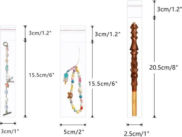 Alt view image 4 of 7 - Long Cellophane Bags 100pcs 2x6" Clear Resealable Cello Bags Plastic Adhesive Self Sealing Bag for Candy Pen Keychain Bookmark Crafts Bracelet Oil Pastel Disposable Tableware Watch Hairpin