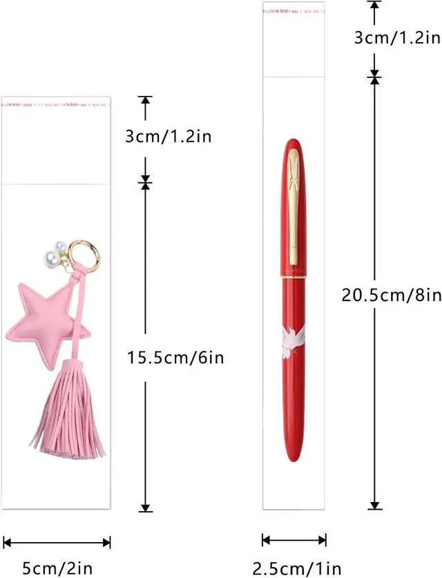 Alt view image 2 of 7 - 2"x6" Long Cellophane Bags 100pcs Clear Self Adhesive Cello Baggies 2mil Skinny Self Stick Glassine Bags for Candy Crafts Bracelet Oil Pastel Disposable Tableware Watch Hairpin Key Chain