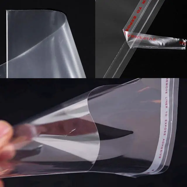 Alt view image 5 of 7 - 2"x6" Long Cellophane Bags 100pcs Clear Self Adhesive Cello Baggies 2mil Skinny Self Stick Glassine Bags for Candy Crafts Bracelet Oil Pastel Disposable Tableware Watch Hairpin Key Chain