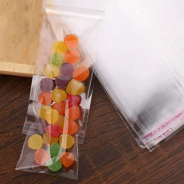 Alt view image 7 of 7 - 2"x6" Long Cellophane Bags 100pcs Clear Self Adhesive Cello Baggies 2mil Skinny Self Stick Glassine Bags for Candy Crafts Bracelet Oil Pastel Disposable Tableware Watch Hairpin Key Chain