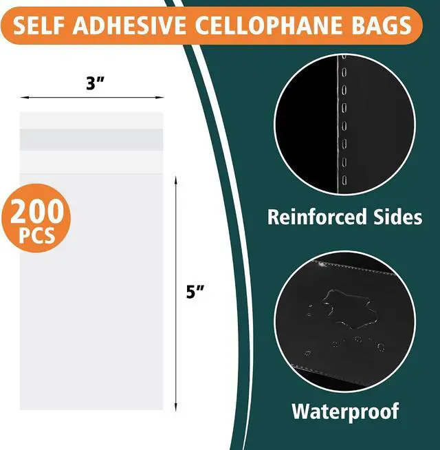 Alt view image 2 of 6 - Vindafjord 200 Pcs 3 x5 Clear Resealable Cookie Bags