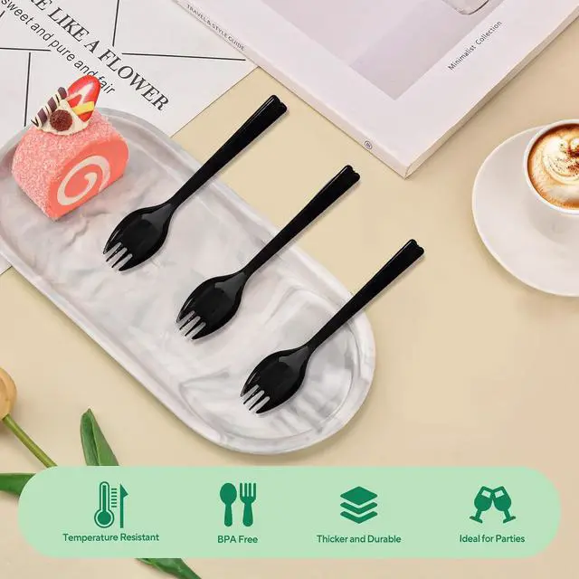 Alt view image 3 of 6 - 50Pcs Long Handle Individually Wrapped Sporks, 6.3 Inch Large Disposable Plastic Fork Spoon, Heavy Weight Utensils for Catering, Takeout, Events, Office & School Lunches