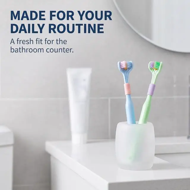 Alt view image 6 of 7 - 2 Pcs Random Color Three-Sided Soft Hair Toothbrush, Effective Wrap-Around Design, Deeply and Thoroughly to Clean Teeth and Gums, Suitable for Adults and Children Toothbrushes and Accessories