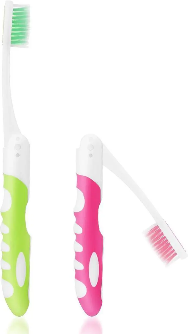 Main image of Ouligay 2Pcs Folding Portable Soft Toothbrushes - Small, Foldable Travel Toothbrush for Camping & Hiking
