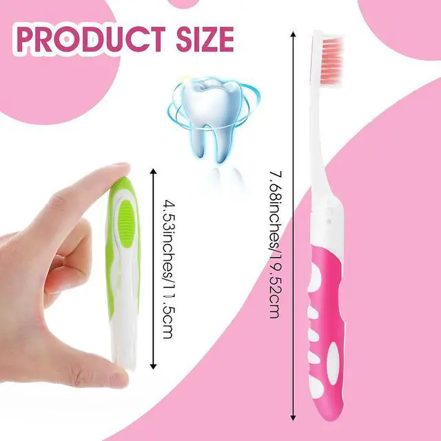 Alt view image 5 of 7 - Ouligay 2Pcs Folding Portable Soft Toothbrushes - Small, Foldable Travel Toothbrush for Camping & Hiking