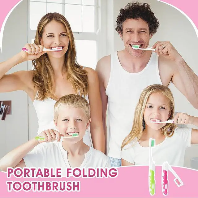 Alt view image 2 of 7 - Ouligay 2Pcs Folding Portable Soft Toothbrushes - Small, Foldable Travel Toothbrush for Camping & Hiking