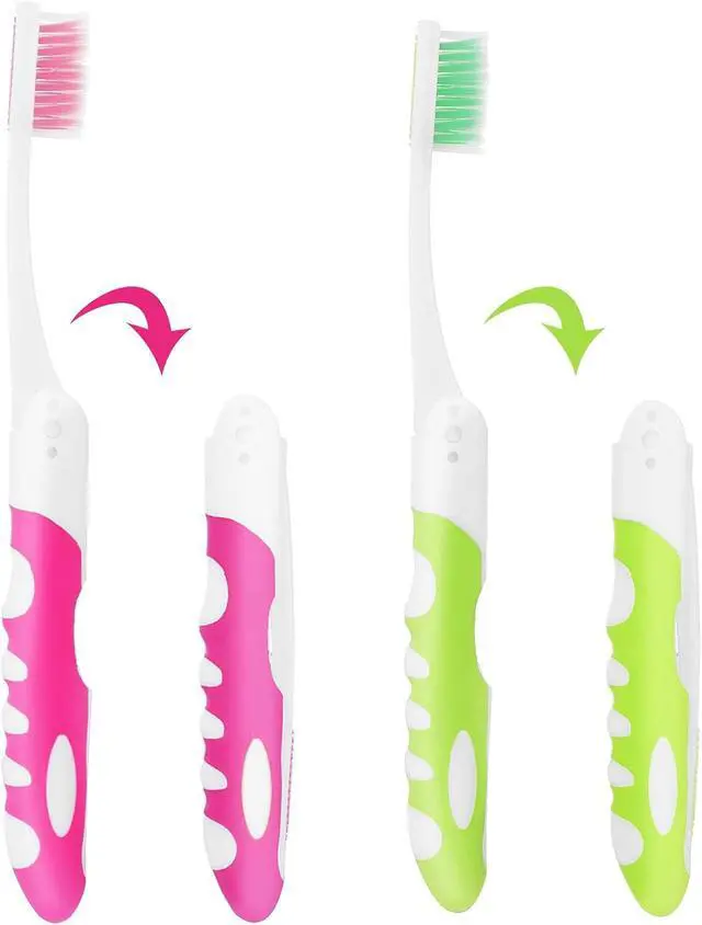 Alt view image 7 of 7 - Ouligay 2Pcs Folding Portable Soft Toothbrushes - Small, Foldable Travel Toothbrush for Camping & Hiking